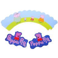 BETOP HOUSE Set of 1 Dozen Peppa Pig Cupcake Wrappers Toppers Kit for Kids Birthday Party Baby Shower