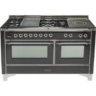 Ilve UM150FSDMPMX 60" Dual Fuel Range with Griddle French Top 6 Semi-Sealed Burners Multi-Function Convection...