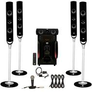 Acoustic Audio AAT1000 Tower 5.1 Speaker System with Optical Input Mic and 4 Extension Cables N2