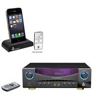 Pyle Stereo Receiver and iPod Dock Package - PT530A Two Channel 350 Watts Built-In AM/FM Radio Amplifier Receiver... N4