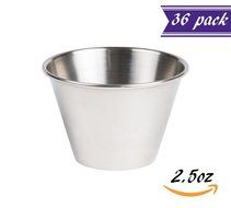 Set of 48 Stainless Steel Portion Cups 2.5 oz, Individual Condiment Sauce Cups - 2 1/2 ounces N18