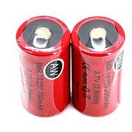 BuW 2pcs AW IMR 18350 3.7V 700mAh High Drain Rechargeable Lithium Batteries Set (2.6WH) Red