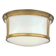 Hudson Valley Lighting Newport Flush 2-Light Flush Mount - Aged Brass Finish with Opal Glossy Glass Shade by Hudson...