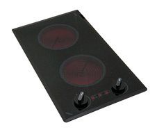 Kenyon B41515 6-1/2-Inch Mediterranean 2-Burner Trimline Cooktop with Analog Control UL, 120-volt, Black
