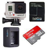 GoPro Hero 3+ Silver Edition Action Camera, with Extra GoPro Battery Pack,Dual Battery Charger, 16GB MicroSD Memory...
