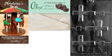 Cybrtrayd R068 Large Cross Lolly w/ Flowers Chocolate Candy Mold with Exclusive Cybrtrayd Copyrighted Chocolate... N5