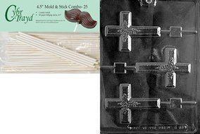 Cybrtrayd R068 Large Cross Lolly w/ Flowers Chocolate Candy Mold with Exclusive Cybrtrayd Copyrighted Chocolate... N6