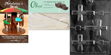 Cybrtrayd R068 Large Cross Lolly w/ Flowers Chocolate Candy Mold with Exclusive Cybrtrayd Copyrighted Chocolate... N8