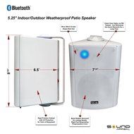 Bluetooth 5.25" Indoor/Outdoor Weatherproof Patio Speakers (White- pair)-by Sound Appeal