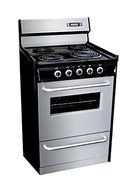Summit Appliances TEM230BKWY 30 Inch Electric Gas Range With Clock And Timer - Stainless Steel And Black