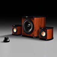 HiVi Swans - M20W - Powered 2.1 Living Room Speakers - Full Rosewood cabinet N4