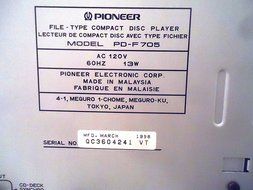 Pioneer PD-F705 26 Disc CD Changer Complete with Remote AV Cables and Instruction Manual - Compact Disc - Music N2