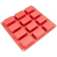 Freshware CB-105RD 12-Cavity Petite Silicone Mold for Soap, Bread, Loaf, Muffin, Brownie, Cornbread, Cheesecake... N11