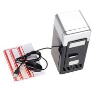 Anself Mini USB Fridge Cooler Warmer Refrigerator for Drink Beverage Cans Red Blue LED Light (Black) N4