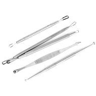 GUAngqi Stainless Steel Blackhead Acne Pimple Extractor Remover Removal Tool Kit Set of 5Pcs N6