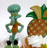 SPONGEBOB SQUAREPANTS 12 Piece CUPCAKE Topper Set Featuring 10 Random SpongeBob Figures and Themed Decorative... N7