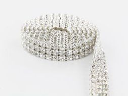 Crystal Cake Ribbons Real Rhinestones Bling Diamond Cake Ribbon Banding (5 Row 2 Yards) N2