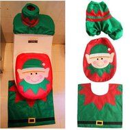 GUAngqi Christmas decoration toilet Set seat cover &amp; rug &amp; tissue box cover set Gift N3