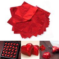 200 Pcs Useful Square Candy Sweets Chocolate Foil Wrappers Confectionary (Pink) N7