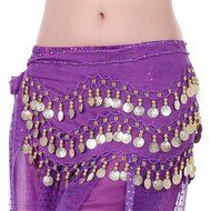 Bargain World 3 Row Belly Dance Hip Skirt Scarf Belt Waistband Dance Performance Supplies N4