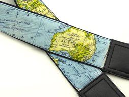 InTePro padded world map camera strap. Black DSLR / SLR Camera Strap. code 00018 N2