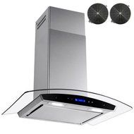 30 in. Convertible Wall Mount Range Hood in Stainless Steel with Tempered Glass, Touch Control and Carbon Filters N4