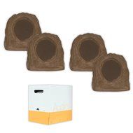 Acoustic Audio RS6SB Brown 1000 Watt Indoor Outdoor Patio Rock Speaker 2 Pair Pack with Wire RS6SB-2PRW