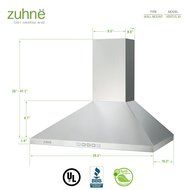 Zuhne Ventus 30 inch Kitchen Wall Mount Vented/ Ductless Stainless Steel Range Hood or Stove Vent with Energy... N6
