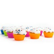 Huji Confetti Festive Colors Reusable Silicone Baking Cups Muffin Cupcake Liners Wraps Molds (12, 2.875) N4
