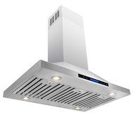 AKDY&reg; 30"/36"/42"/48" Island Mount Stainless Steel Dual LED Display Touch Control Panel Kitchen Range Hood w/... N12