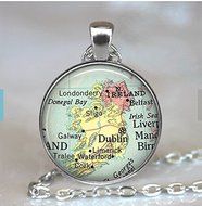 Ireland map pendant charm, Ireland necklace resin pendant, Ireland map jewelry Ireland pendant, Ireland key chain...