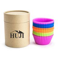 Huji Confetti Festive Colors Reusable Silicone Baking Cups Muffin Cupcake Liners Wraps Molds (12, 2.875) N8