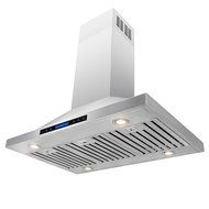 AKDY&reg; 30"/36"/42"/48" Island Mount Stainless Steel Dual LED Display Touch Control Panel Kitchen Range Hood w/... N14