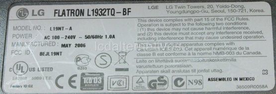Repair Kit, LG Flatron L1932TQ-BF, LCD Monitor, Capacitors, Not the Entire Board