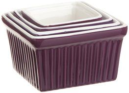 BIA Cordon Bleu Raffia Square Ramekins, 2 Tone, Violet Purple, Set of 4 N2