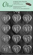 CybrTrayd W007-6BUNDLE Wedding Hearts Chocolate Candy Mold with Exclusive Copyrighted Chocolate Molding Instructions