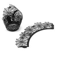 50PCS Spider Cupcake Wrappers, KAZIPA Lace Halloween Cupcake Wraps Laser Cut Baking Paper Cup Standard Muffin...
