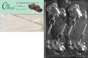 Cybrtrayd 45St25-N020 Whale Lolly Nautical Chocolate Candy Mold with 25-Pack 4.5-Inch Lollipop Sticks