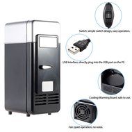 Anself Mini USB Fridge Cooler Warmer Refrigerator for Drink Beverage Cans Red Blue LED Light (Black) N5