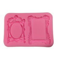 Yunko Vintage Oval Mirror Frames Silicone Mould Sugarcraft Fondnat Mold