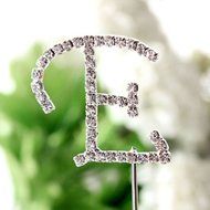 26 English Letters Monogram Decor Crystal Rhinestone Cake Topper Decoration for Birthday Party Wedding - Silver... N7