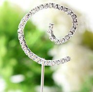26 English Letters Monogram Decor Crystal Rhinestone Cake Topper Decoration for Birthday Party Wedding - Silver... N8