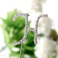 26 English Letters Monogram Decor Crystal Rhinestone Cake Topper Decoration for Birthday Party Wedding - Silver... N10