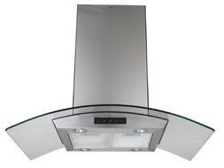 30" Glass Island Mount Range Hood with 870 CFM Dishwasher Safe 6" Round Duct Vent Six Layer Grease Filters Electronic...