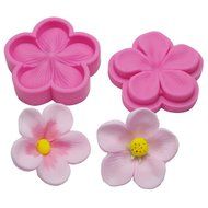 FOUR-C Fondant Tools Flower Blossom Veiner Sugar Molds Cupcake Top Decor Silicone Molds Color Pink