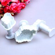 Joylive 3pcs Embroidery Fondant Cake Plunger Cutter Cookie Sugarcraft Decorating Mould