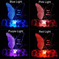 Butterfly Shape Lighted Wedding Cake Topper Acrylic Cake Top Personalized Engraved N2