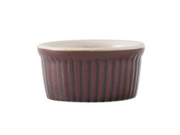 Tuxton B1X-0352 Vitrified China Ramekin, Fluted, 3-1/2 oz, 3-1/4&quot;, Caramel/Eggshell (Pack of 48)