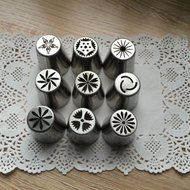 Signstek Stainless Steel 9PCs Russian Style DIY Cake Decoration Petal Piping Nozzle Tips-Making Bakery Tips