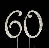 Large 60th Birthday / Wedding Anniversary Number Cake Topper with Sparkling Rhinestone Crystals - 5 Inches Tall